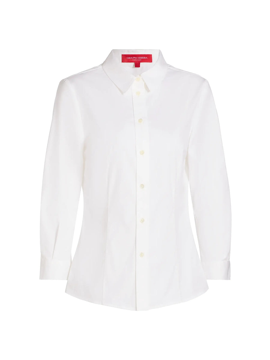 CAROLINA HERRERA ISABELLA COTTON BLEND SHIRT - WHITE