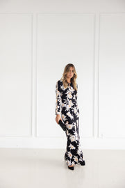 Galia Long Dress in Black Flower Print