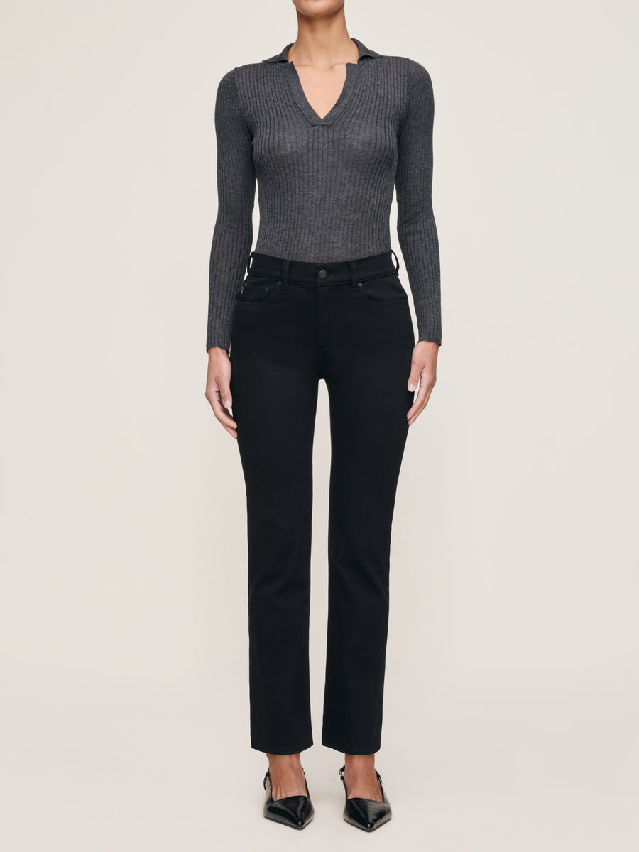 DL1961  MARA STRAIGHT MID RISE  INSTASCULPT ANKLE BLACK