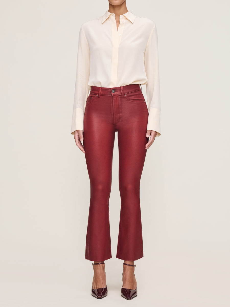 DL1961 BRIDGET BOOT HIGH RISE  INSTASCULPT CROP CHERRY COATED