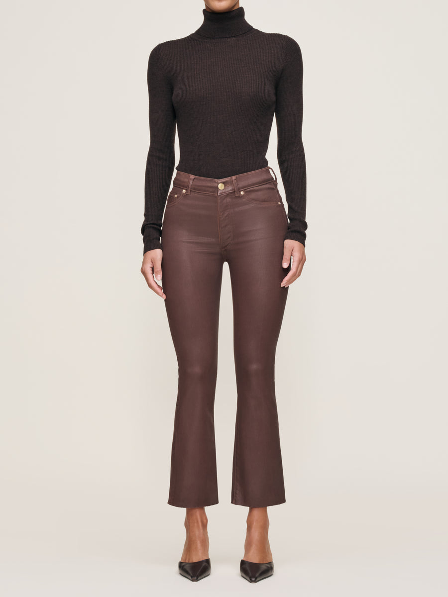 DL1961 BRIDGET BOOT HIGH RISE INSTASCULPT CROP TOFFEE COATED