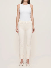 DL1961 MARA STRAIGHT MID RISE INSTASCULPT ANKLE - CREMA CUFFED