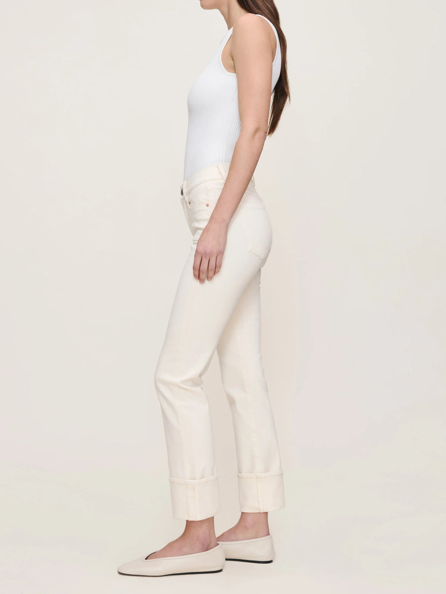 DL1961 MARA STRAIGHT MID RISE INSTASCULPT ANKLE - CREMA CUFFED