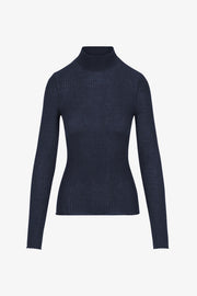 SPRWMN LONG SLEEVE MOCK NECK CASHMERE TOP - NAVY