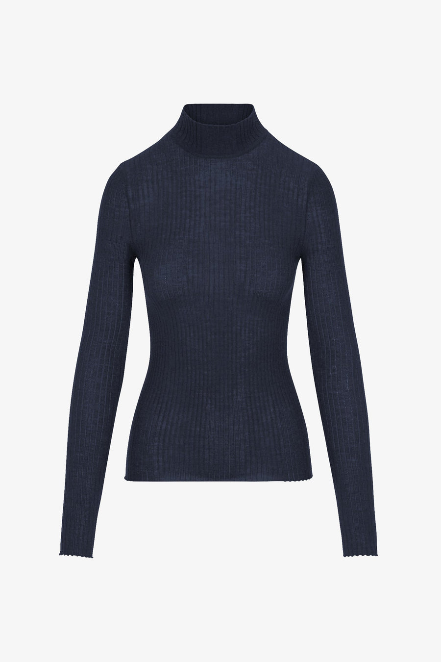 SPRWMN LONG SLEEVE MOCK NECK CASHMERE TOP - NAVY
