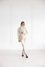 Diane Firsten Windowpane Jacket in Cream & Navy