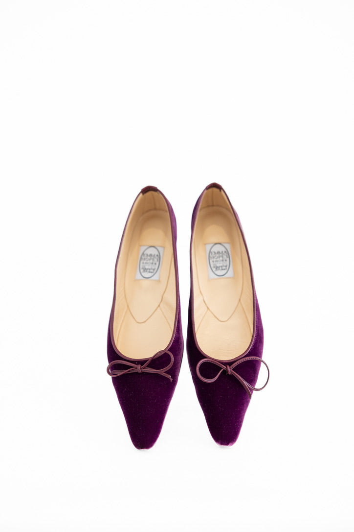 EMMA HOPE LOW BOW VELVET BALLET FLAT - ORCHID