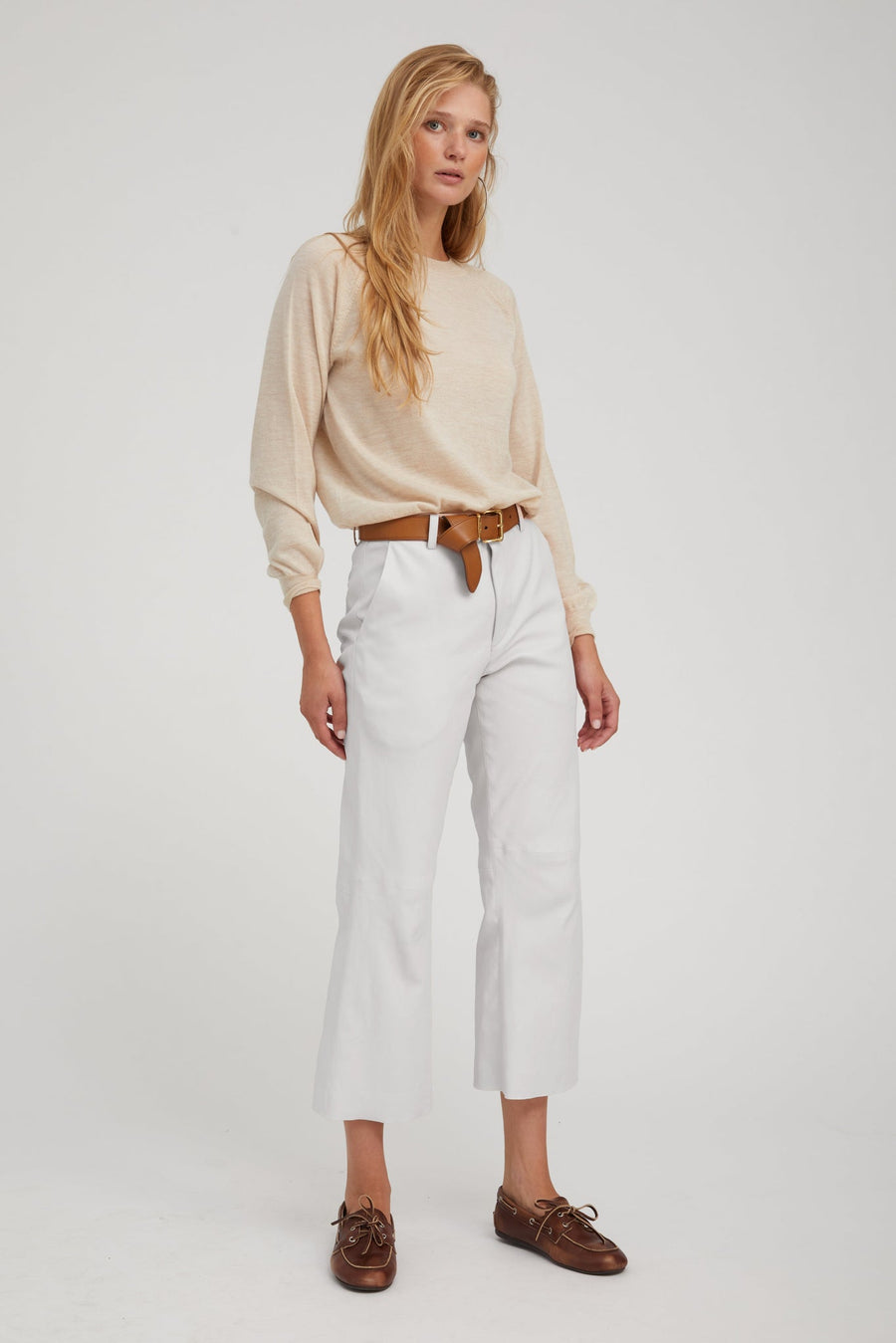 SPRWMN CROPPED BAGGY TROUSERS - WHITE