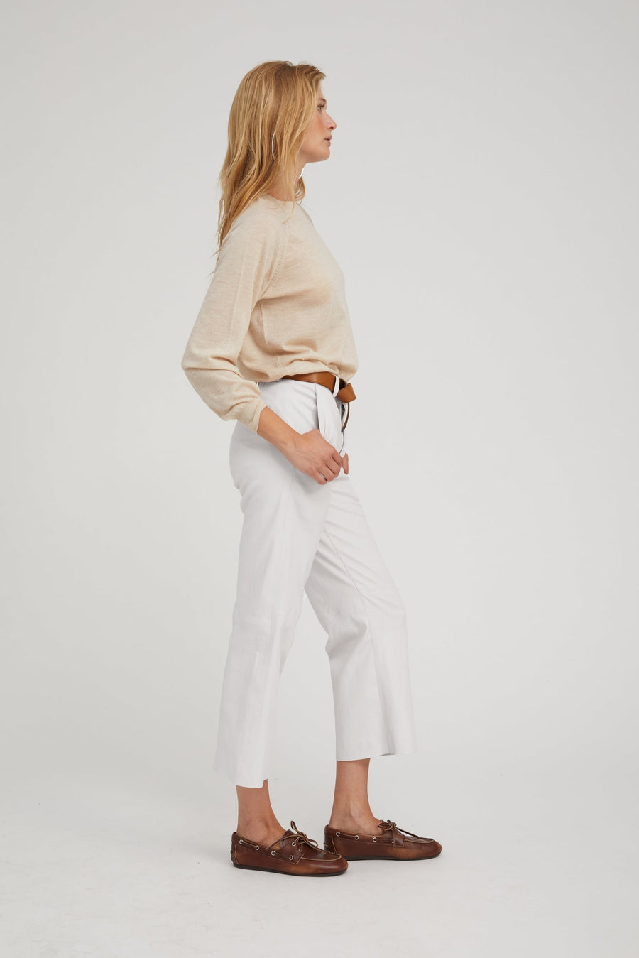 SPRWMN CROPPED BAGGY TROUSERS - WHITE