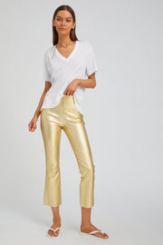 SPRWMN  CROP FLARE METALLIC GOLD