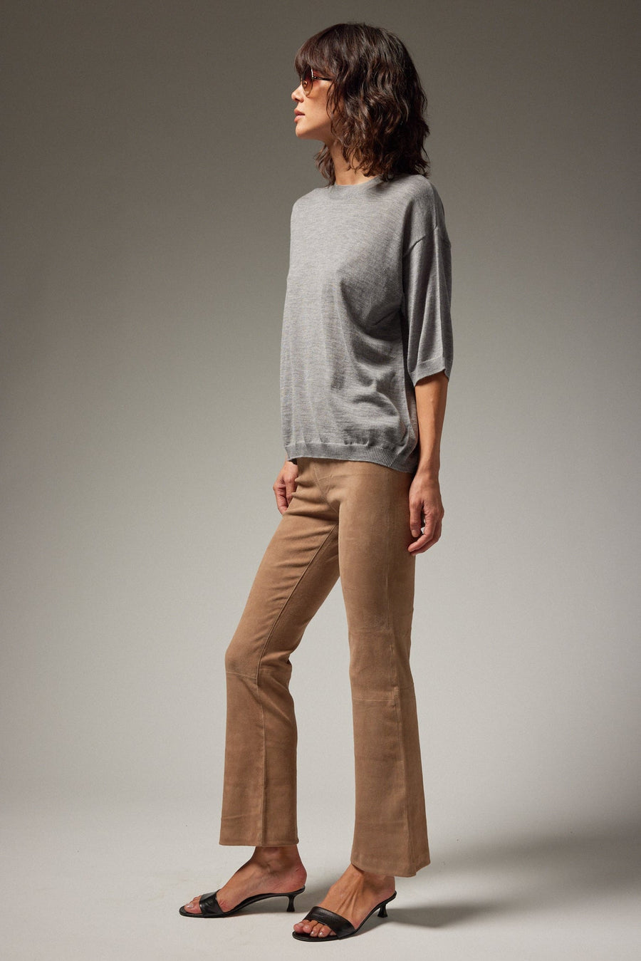 SPRWMN SUEDE ANKLE FLARE - TAUPE