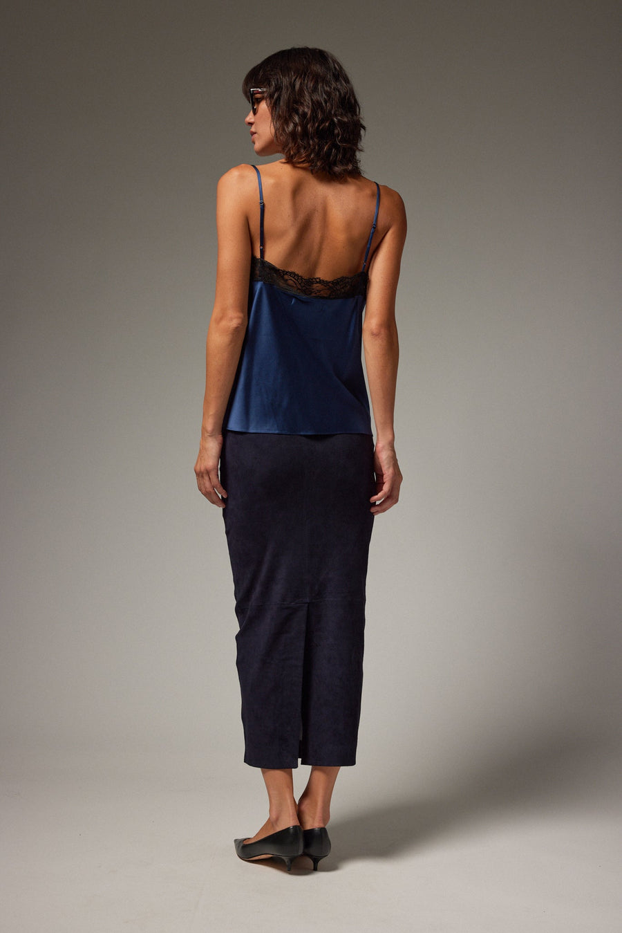 SPRWMN SUEDE TUBE SKIRT - MARINE