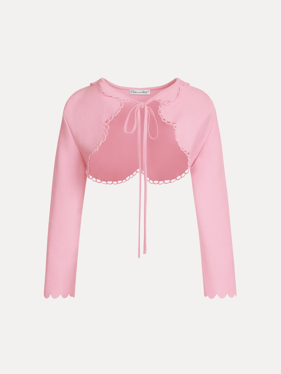 OSCAR DE LA RENTA SCALLOP TRIM KNIT BOLERO