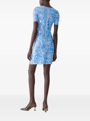 CAROLINA HERRERA LUREX MINI DRESS WITH PAILLETTES - CLOUDY BLUE