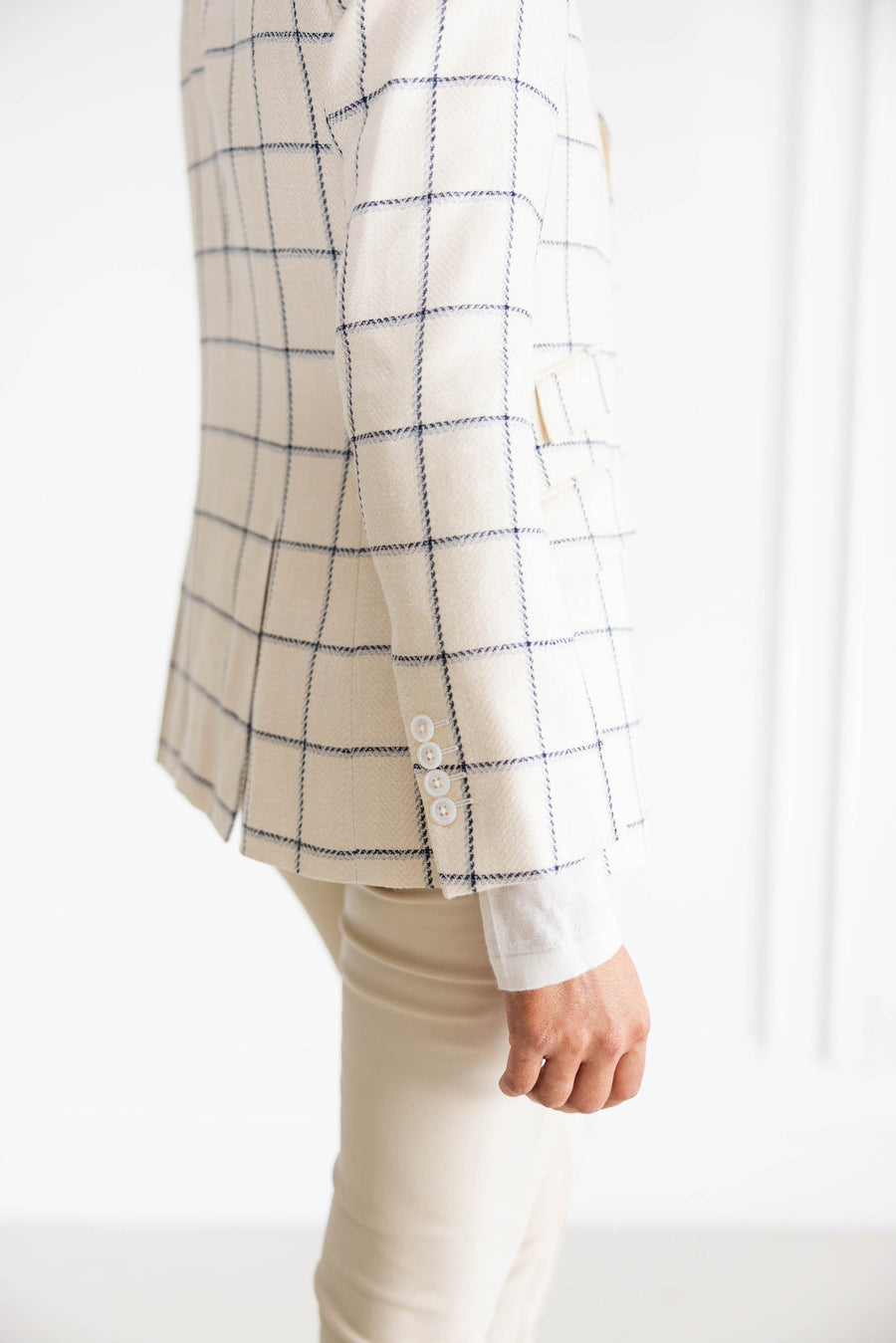 Diane Firsten Windowpane Jacket in Cream & Navy