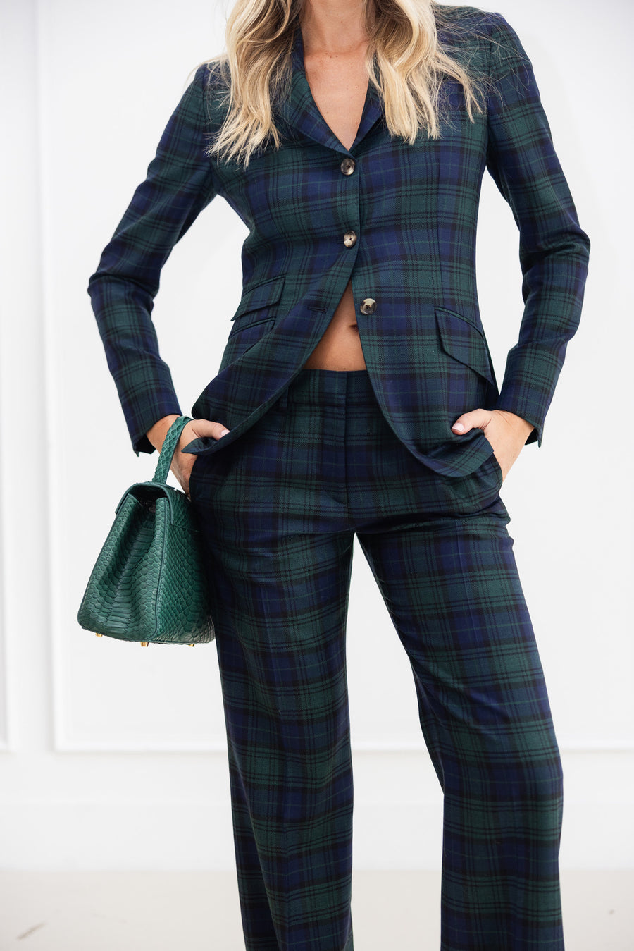 Diane Firsten Plaid Jacket in Green & Navy