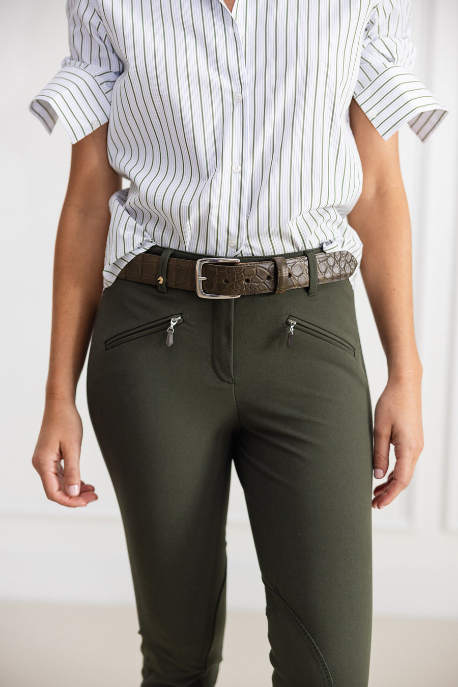 Matte Alligator Belt with Gold Buckle