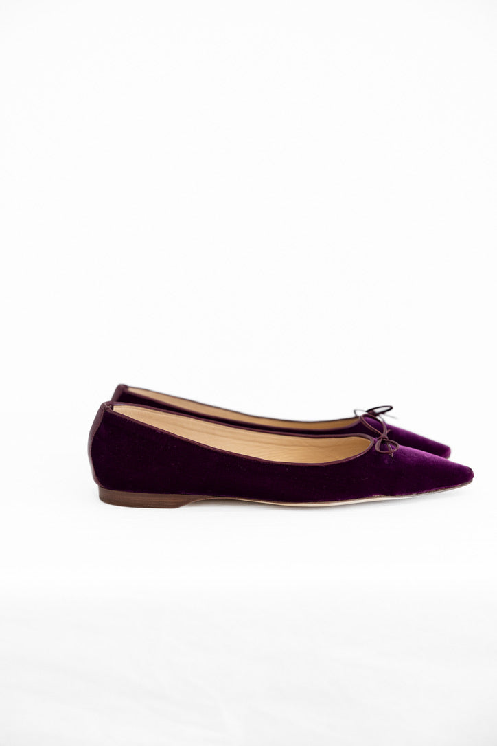 EMMA HOPE LOW BOW VELVET BALLET FLAT - ORCHID