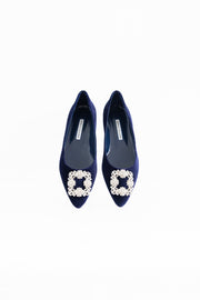 Manolo Blahnik Hangisiflat in Navy