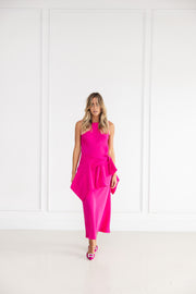 Pillar Boatneck Dress in Lipstick Pink