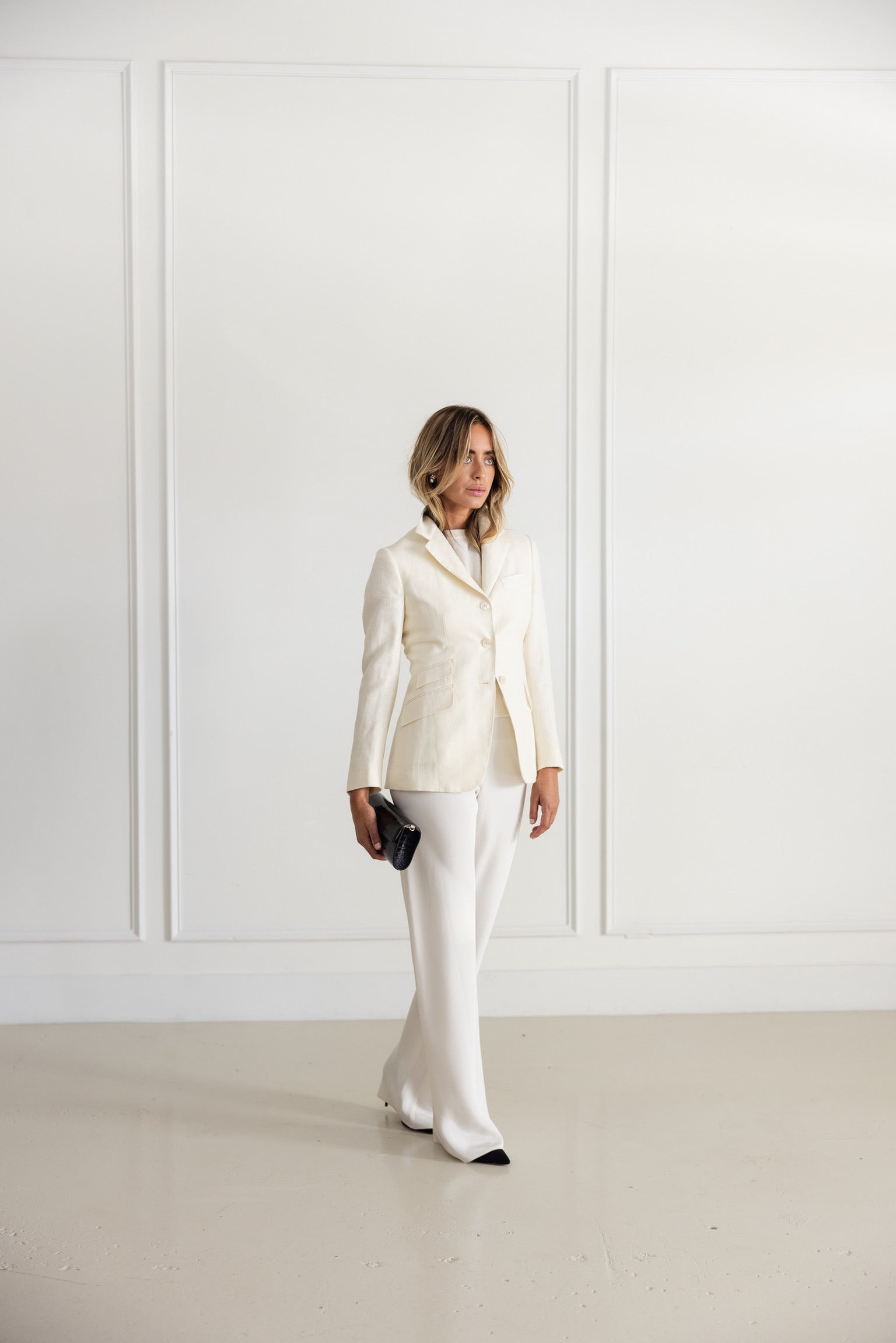 Diane Firsten Herringbone Jacket in Ivory