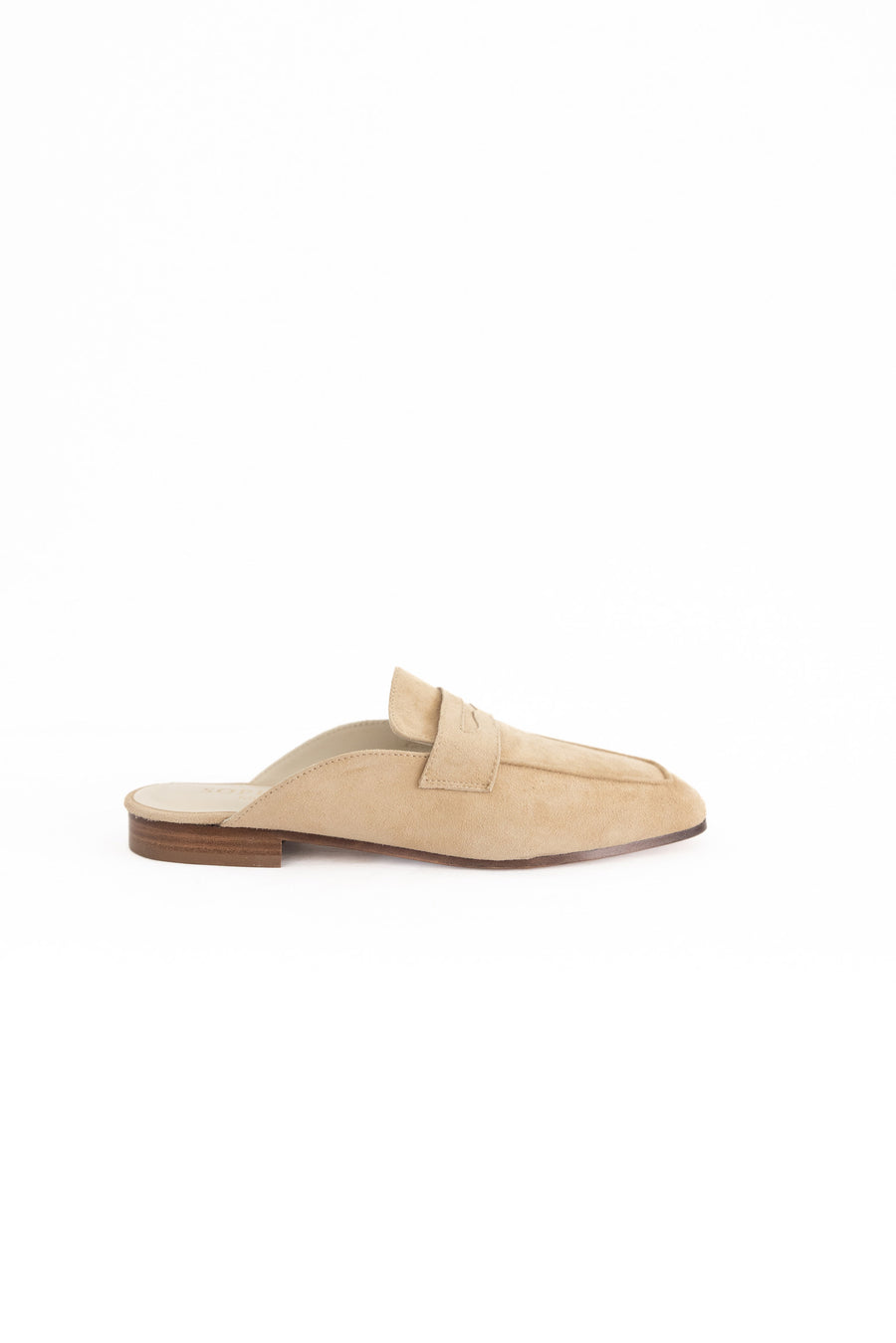 Suede Leather Mules in Sand