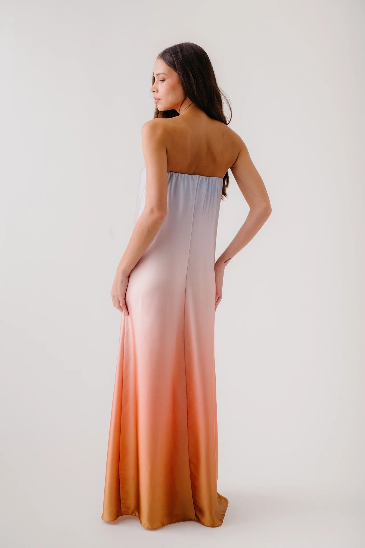 SABLYN  ARDEN STRAPLESS SILK OMBRE MAXI DRESS - MELON