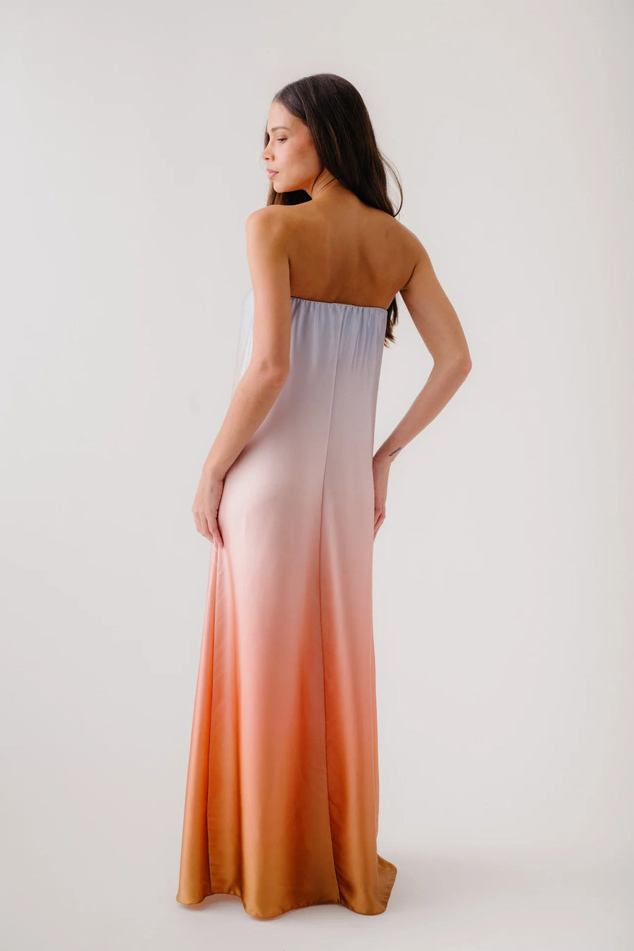 SABLYN  ARDEN STRAPLESS SILK OMBRE MAXI DRESS - MELON