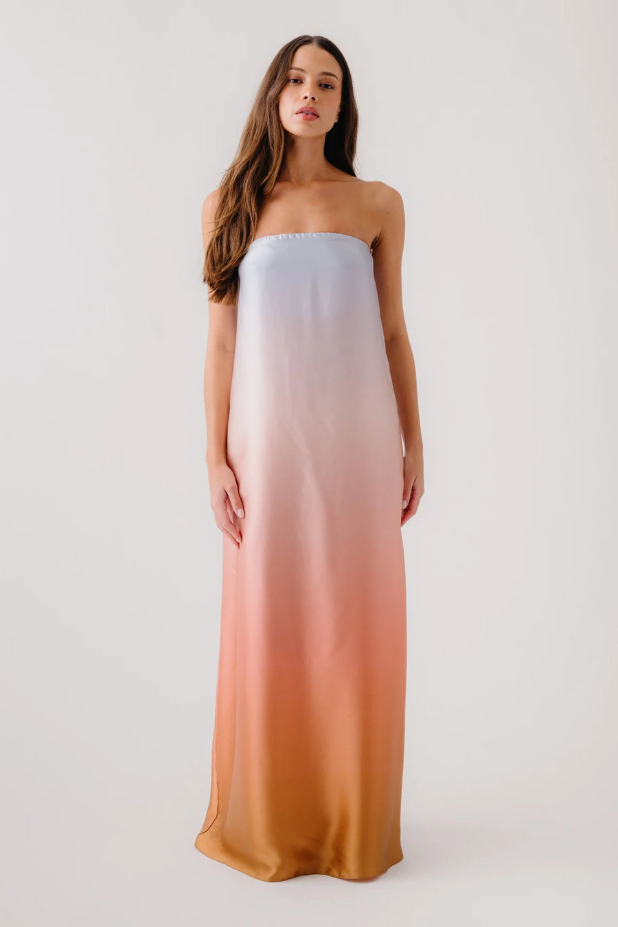 SABLYN  ARDEN STRAPLESS SILK OMBRE MAXI DRESS - MELON