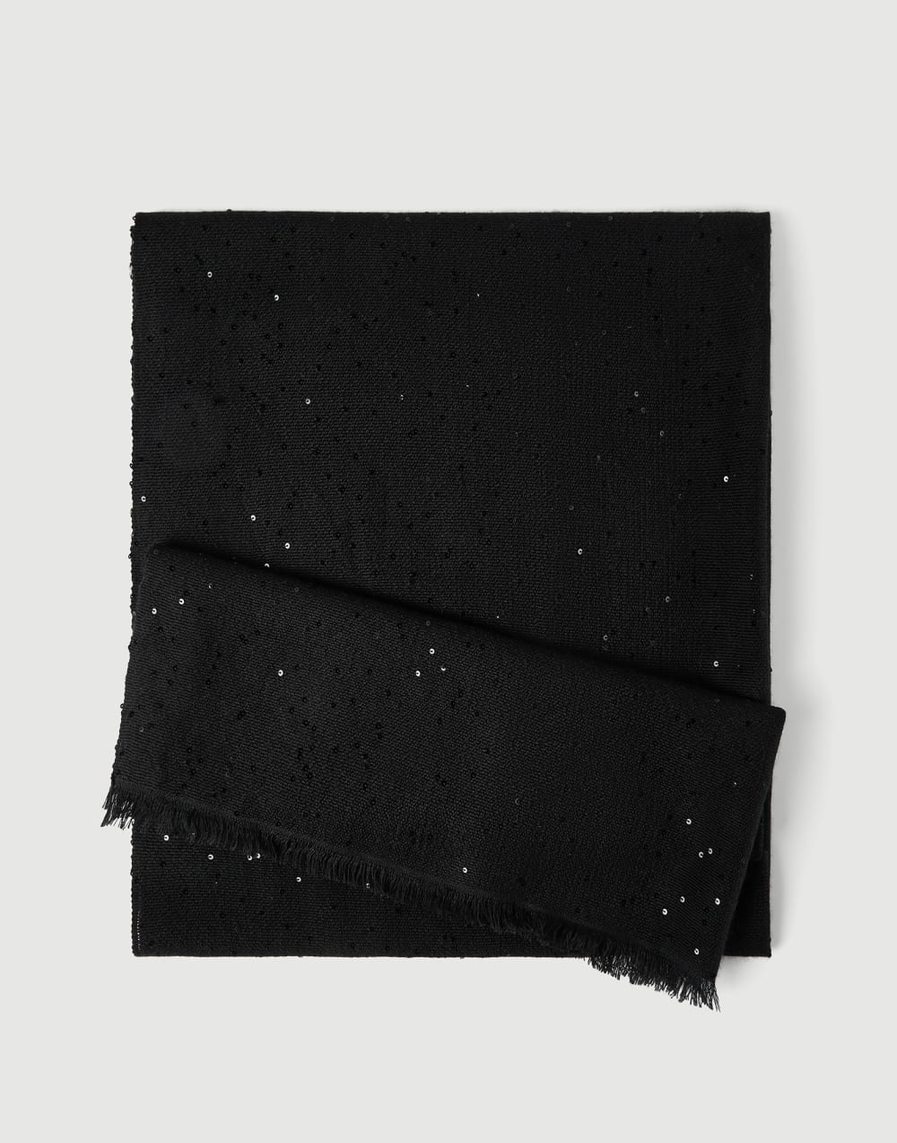 BRUNELLO CUCINELLI CASHMERE SILK PAILETTE SCARF - BLACK