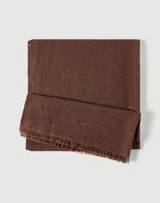 BRUNELLO CUCINELLI CASHMERE SILK PAILETTE SCARF - CHOCOLATE BROWN