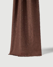 BRUNELLO CUCINELLI CASHMERE SILK PAILETTE SCARF - CHOCOLATE BROWN