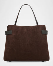 BRUNELLO CUCINELLI ESSENCE TOP HANDLE BAG IN SUEDE - ESPRESSO