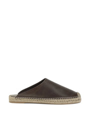 BRUNELLO CUCINELLI LEATHER JUTE ESPADRILLE - BROWN