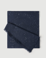 BRUNELLO CUCINELLI CASHMERE AND SILK DIAMOND YARN SCARF- NAVY
