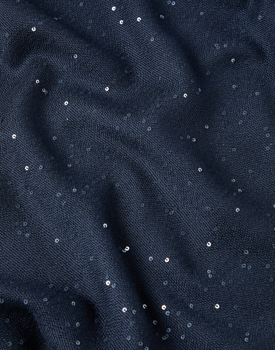 BRUNELLO CUCINELLI CASHMERE AND SILK DIAMOND YARN SCARF- NAVY