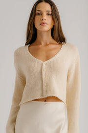 SABLYN BIANCO CROPPED V-NK CARDIGAN BUTTERCREAM
