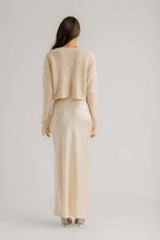 SABLYN BIANCO CROPPED V-NK CARDIGAN BUTTERCREAM