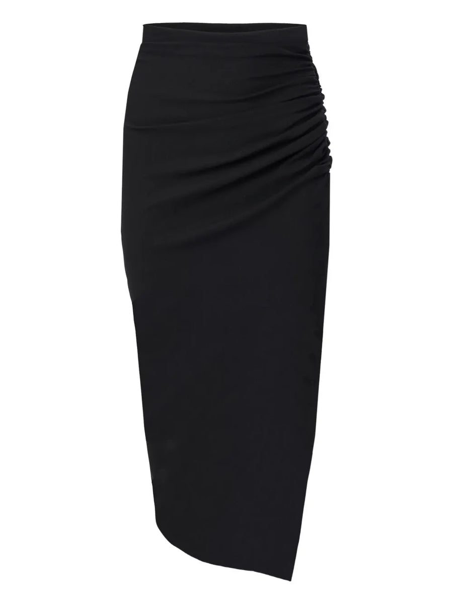 CAROLINA HERRERA GATHERED ASYMMETRIC SKIRT - BLACK