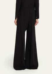 CAROLINA HERRERA HIGHT RISE WIDE LEG WOOL PANT - BLACK