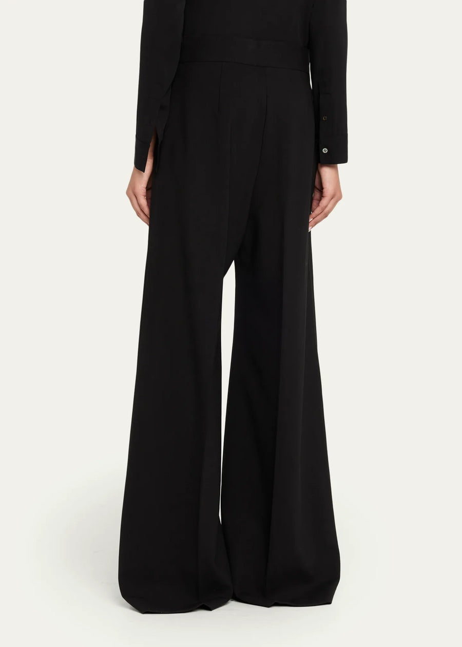 CAROLINA HERRERA HIGHT RISE WIDE LEG WOOL PANT - BLACK