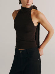 DL1961 BOW TIE KNIT TOP - BRUNETTE