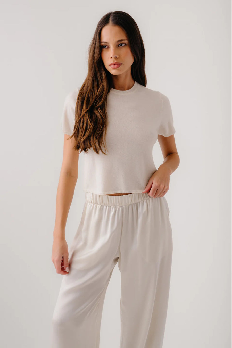 SABLYN CHARLESTON RELAXED CREWNECK TEE - GARDENIA