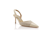 MANOLO BLAHNIK CAPSLI SLINGBACK - DARK CREAM / WOVEN