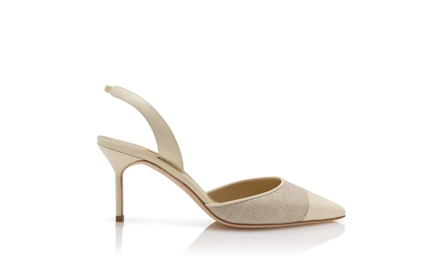 MANOLO BLAHNIK CAPSLI SLINGBACK - DARK CREAM / WOVEN