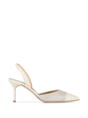 MANOLO BLAHNIK CAPSLI SLINGBACK - DARK CREAM / WOVEN
