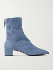 AQUAZZURA SAINT HONORE SUEDE ANNKLE BOOT- CASHMERE BLUE