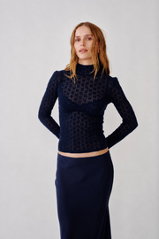 SABLYN RHEA LONGSLEEVE MOCKNECK  SWEATER - MIDNIGHT NAVY