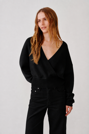 SABLYN KODA WRAP SWEATER - BLACK