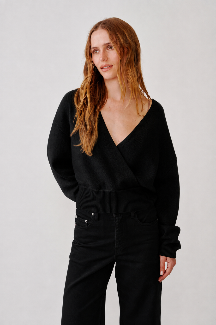 SABLYN KODA WRAP SWEATER - BLACK